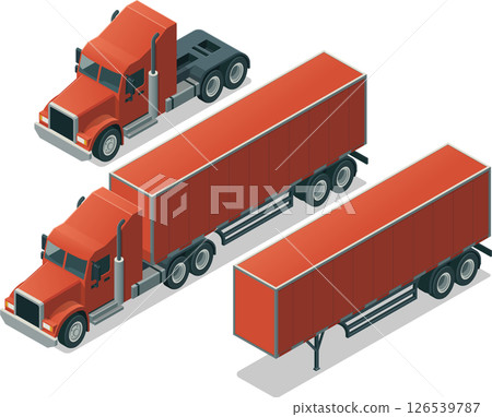 Isometric semi truck trailer Isometric semi truck trailer 126539787