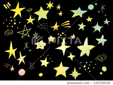Watercolor style star illustration set Watercolor style star illustration set 126540436