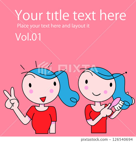 Vector image of cute female chibi character beauty poses 126540694