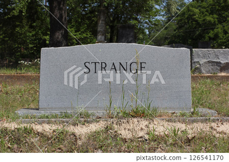 Headstone in Cemetery With Word Strange Headstone in Cemetery With Word Strange 126541170