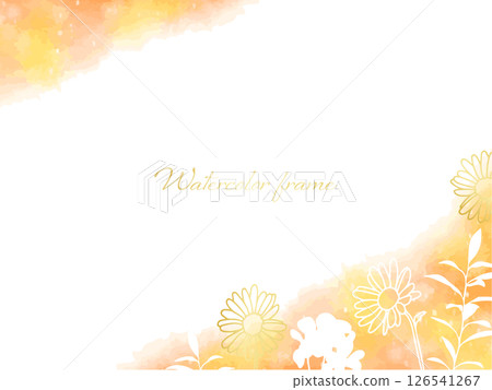 A watercolor frame background illustration with a beautiful yellow and orange gradation 126541267