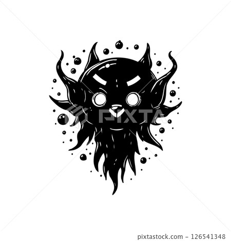 Whimsical creature portrait with a dark, illustrative aesthetic and bubbly aura Whimsical creature portrait with a dark, illustrative aesthetic and bubbly aura 126541348