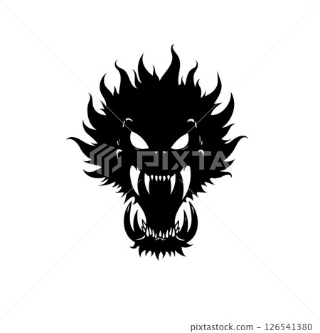 Silhouette of menacing creature: Dark, shadowy visage with sharp features Silhouette of menacing creature: Dark, shadowy visage with sharp features 126541380