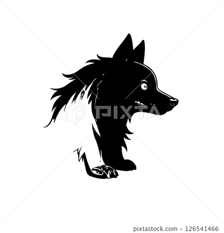 Stylized monochromatic canine illustration portraying abstract silhouette design Stylized monochromatic canine illustration portraying abstract silhouette design 126541466