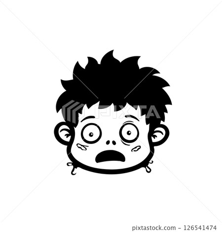 Cartoon illustration of a frightened young boy expressing intense shock and worry Cartoon illustration of a frightened young boy expressing intense shock and worry 126541474