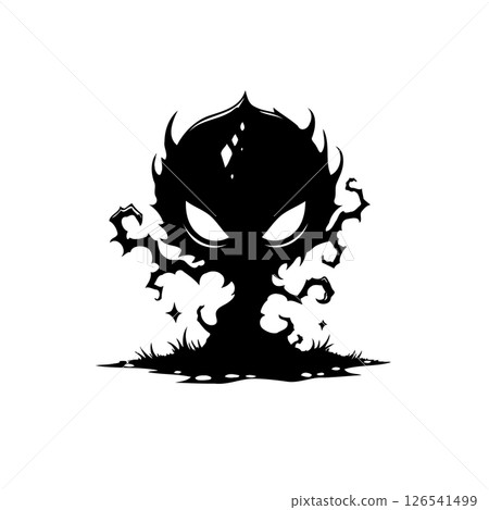 Enigmatic Silhouette: A stylized dark entity with glowing eyes and shadowy tendrils Enigmatic Silhouette: A stylized dark entity with glowing eyes and shadowy tendrils 126541499