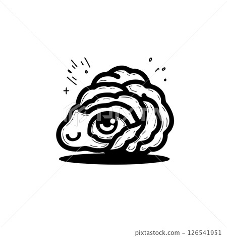Stylized cloud-like entity with prominent eye, creating a unique monochrome design Stylized cloud-like entity with prominent eye, creating a unique monochrome design 126541951