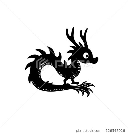 Stylized dragon silhouette: whimsical, simple, elegant, fantasy, creature illustration Stylized dragon silhouette: whimsical, simple, elegant, fantasy, creature illustration 126542026