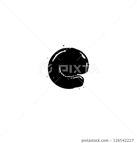 Abstract monochromatic circular form in dark hue against stark white backdrop Abstract monochromatic circular form in dark hue against stark white backdrop 126542227