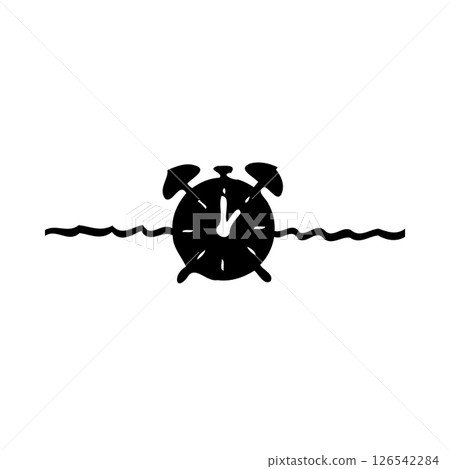 Minimalist alarm clock illustration, isolated on white background for time concept 126542284