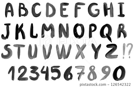 handwritten font carelessly drawn with paint handwritten font carelessly drawn with paint 126542322