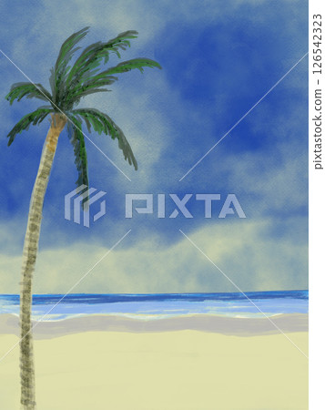 Illustration of sky, sea and palm trees Illustration of sky, sea and palm trees 126542323