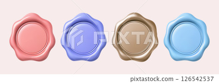 Wax Seal Stamp 3d Isolated Pastel Ancient Background Vintage Old Letter Message Certificate Tag 126542537