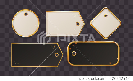 Gold Tag Gift Sale Price Luxury 3d Set Frame Label Border Vintage Christmas Xmas Vector Badge Gold Tag Gift Sale Price Luxury 3d Set Frame Label Border Vintage Christmas Xmas Vector Badge 126542544