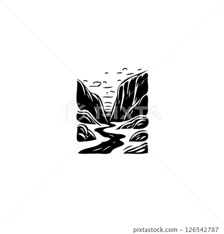 Monochromatic mountain passage: a minimalist nature landscape artwork creation Monochromatic mountain passage: a minimalist nature landscape artwork creation 126542787