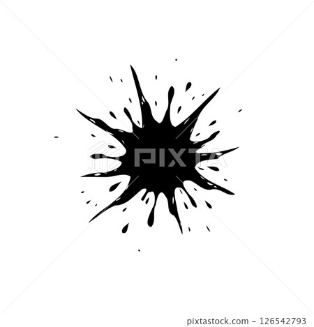 Expressive Inkblot: A Dynamically Rendered Black Splash on Pure White Canvas 126542793