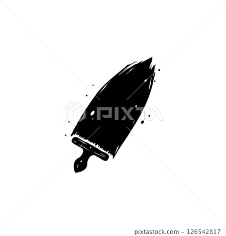 Stylized Brushstroke Graphic Illustration with Textured Edges on White Canvas 126542817