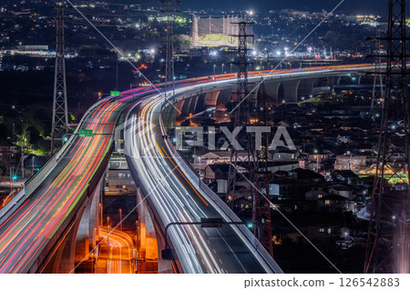 <靜岡縣>新東名高速公路的夜景 <靜岡縣>新東名高速公路的夜景 126542883