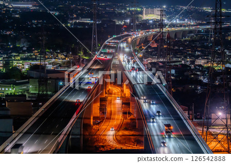 <靜岡縣>新東名高速公路的夜景 <靜岡縣>新東名高速公路的夜景 126542888