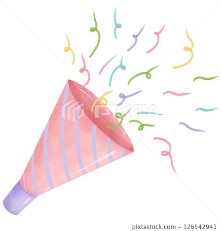 hand drawn watercolor birthday party popper 126542941