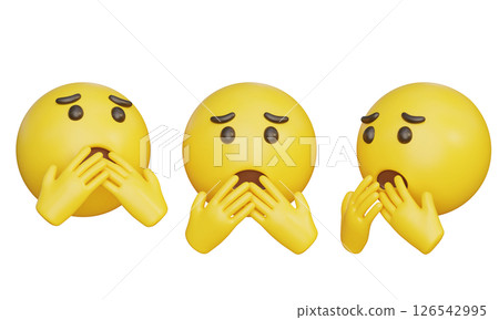 worried expression with his hand covering his mouth 3D Emoji Icon 126542995
