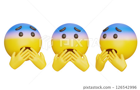 worried expression with his hand covering his mouth 3D Emoji Icon 126542996