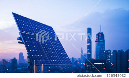 Solar cell antenna network on city, Future technology renewable energy. 126543082