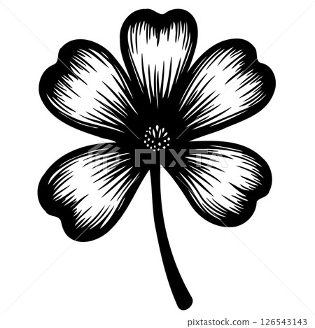Elegant monochromatic flower illustration with organic petal formation element 126543143