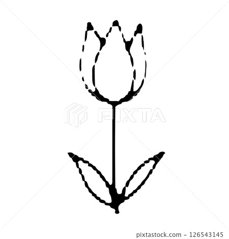 Monochrome tulip illustration with delicate details and intricate design 126543145