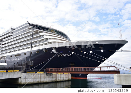 Photographing the cruise ship Noordam calling at Hakodate Port in spring in Hakodate, Hokkaido 126543239
