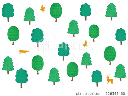 Scandinavian style forest and animal illustration background 126543460