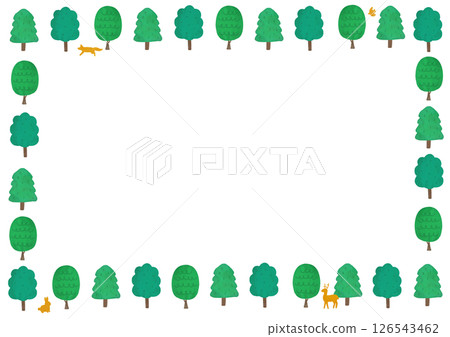 Scandinavian style forest and animal illustration frame 126543462