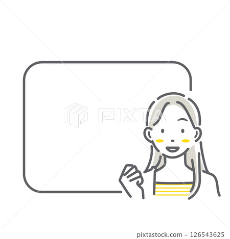 A set of smiling women and frames - simple and stylish line drawing illustrations 126543625