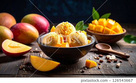 芒果冰淇淋和果肉 6 126543667