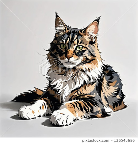 一隻優雅的緬因貓正在休息 126543686