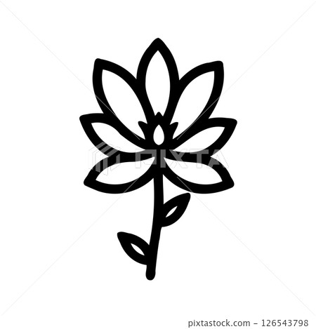 Minimalist floral icon design featuring stylized petals on a slender stem 126543798