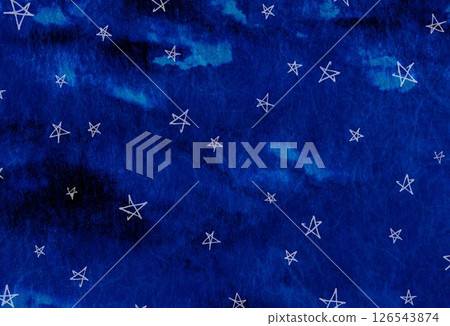 Hand-drawn star pattern on navy blue washi paper background Hand-drawn star pattern on navy blue washi paper background 126543874