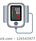 Digital Blood Pressure Monitor Measuring Systolic and Diastolic Levels. Medical Device Illustration 126543977