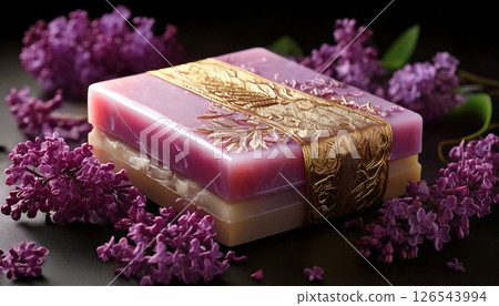 gift box with purple flowers 126543994