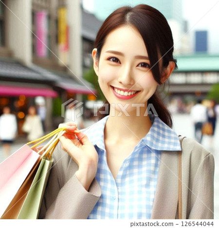 A young woman who enjoys shopping 126544044