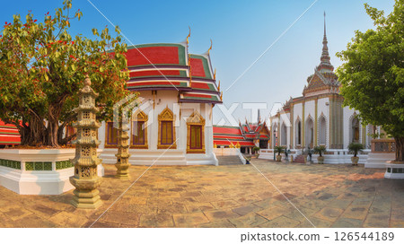 Wat Phra Kaew, a beautiful temple that is popular among tourists, is one of the top temples in Bangkok. Wat Phra Kaew, a beautiful temple that is popular among tourists, is one of the top temples in Bangkok. 126544189
