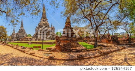 old city with beautiful Thai temples, Ayutthaya, Thailand - Wat Phra Si Sanphet. old city with beautiful Thai temples, Ayutthaya, Thailand - Wat Phra Si Sanphet. 126544197