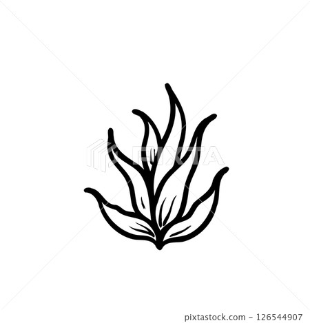 Minimalistic botanical illustration featuring an abstract foliage design isolated Minimalistic botanical illustration featuring an abstract foliage design isolated 126544907