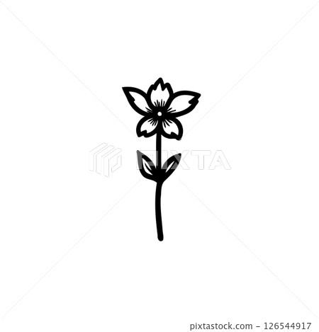 Minimalist floral illustration showcasing delicate line work and organic form 126544917