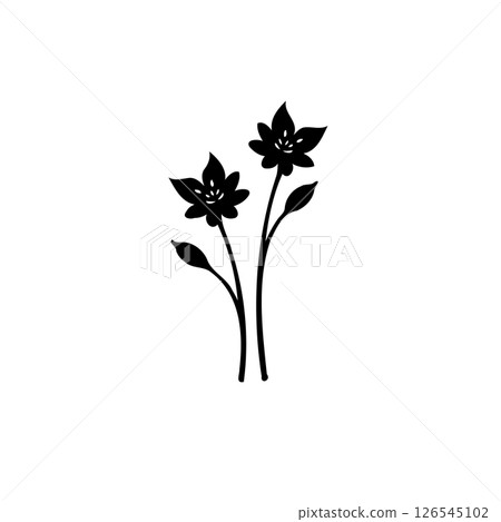 Elegant floral silhouette design with minimalist appeal and detailed blossoms 126545102