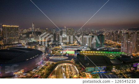 May 12 2025 View of a Vibrant City at Twilight With Illuminated Landmarks 126545210