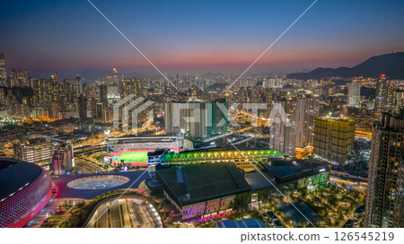 May 12 2025 View of a Vibrant City at Twilight With Illuminated Landmarks 126545219