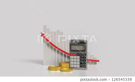 The Calculator and coins for business concept 3d Rendering. 126545339