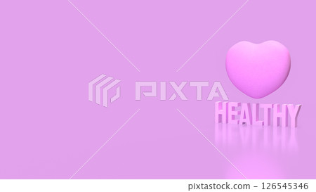 The Healthy text and pink heart image 3d Rendering. The Healthy text and pink heart image 3d Rendering. 126545346