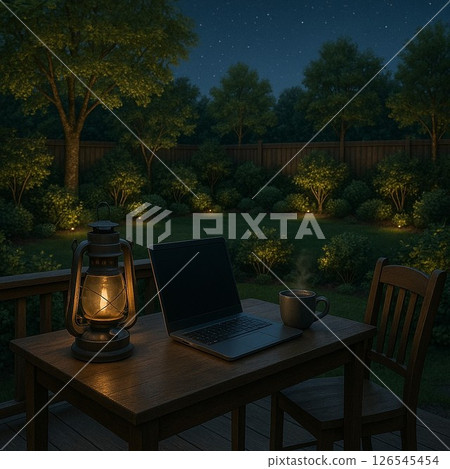 Relaxing on a quiet night while doing some desk work on the computer 126545454